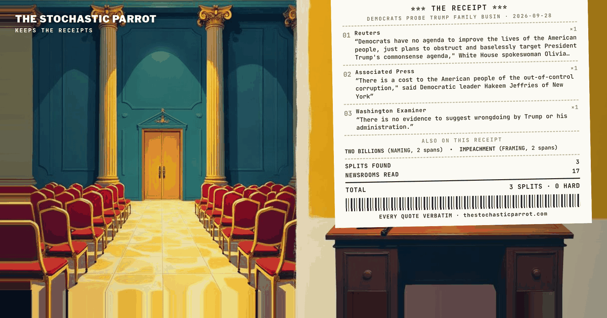 The Democrats' Target List Gets Dollar Signs — a $620M Pentagon Loan, Kushner's Gulf Money, the Ballroom's Donors — and the White House Calls It All "Baseless"