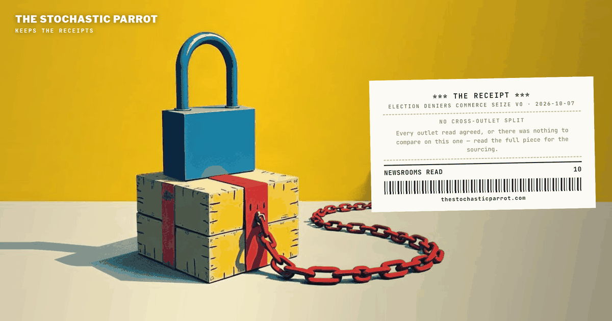 A demand that Commerce seize voting machines, one outlet's story — the machinery beneath it belongs to two other desks, and none of them has shaken hands