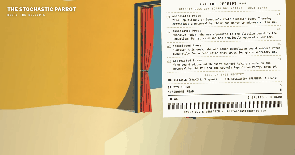 Georgia's Election Board Asked DOJ to Void Its Own Machines. Almost Nobody Filed, and the Wire Filed Something Else.