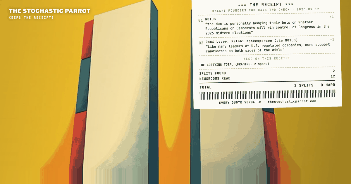 Kalshi founders sent matching $250,000 checks two days apart: coverage calls it hedging