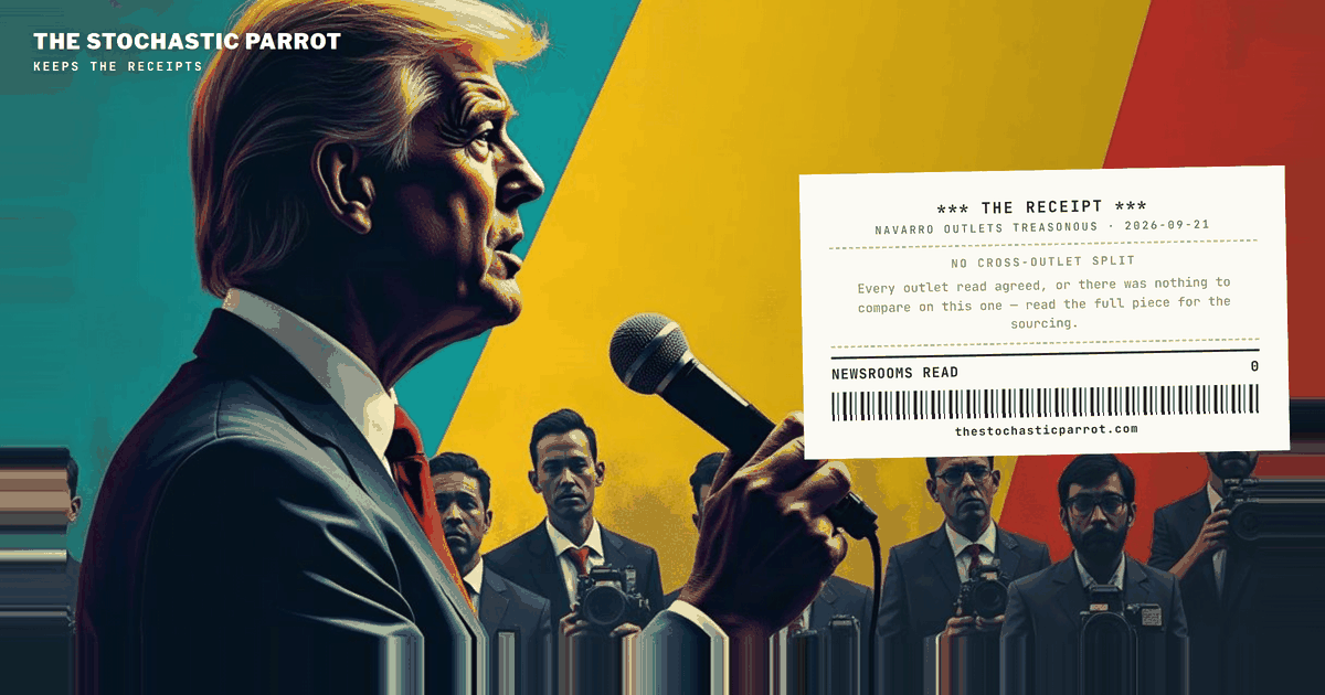 Only HuffPost Printed Navarro's Escalation. Al Jazeera Had a Sharper Variant — Attributed to Trump, Unverified.
