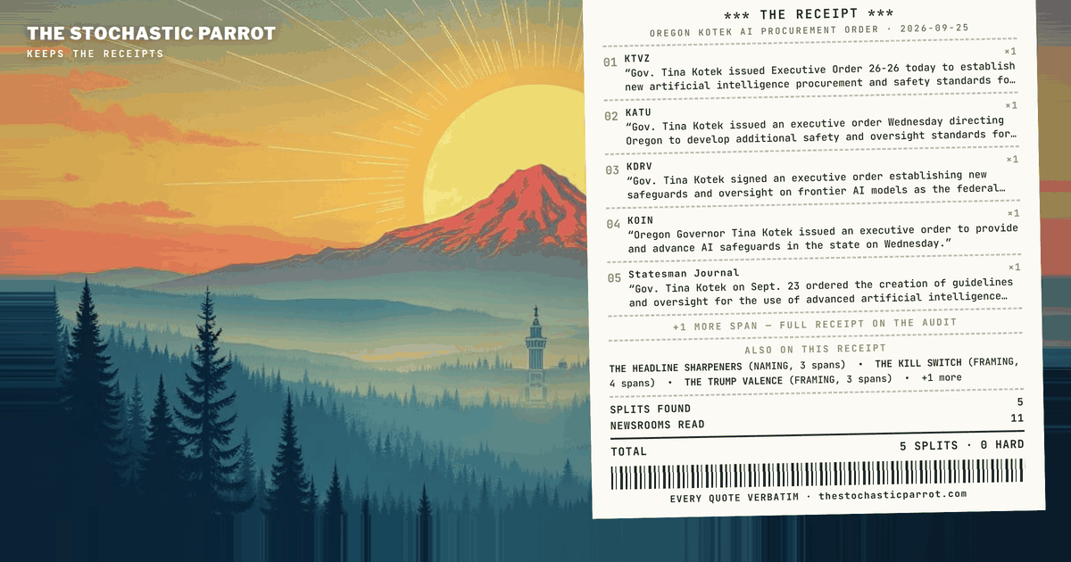 Kotek Signed Oregon's AI Procurement Order; Six Outlets Filed It Under Six Different Names, and the "Kill Switch" Is Only Being Studied