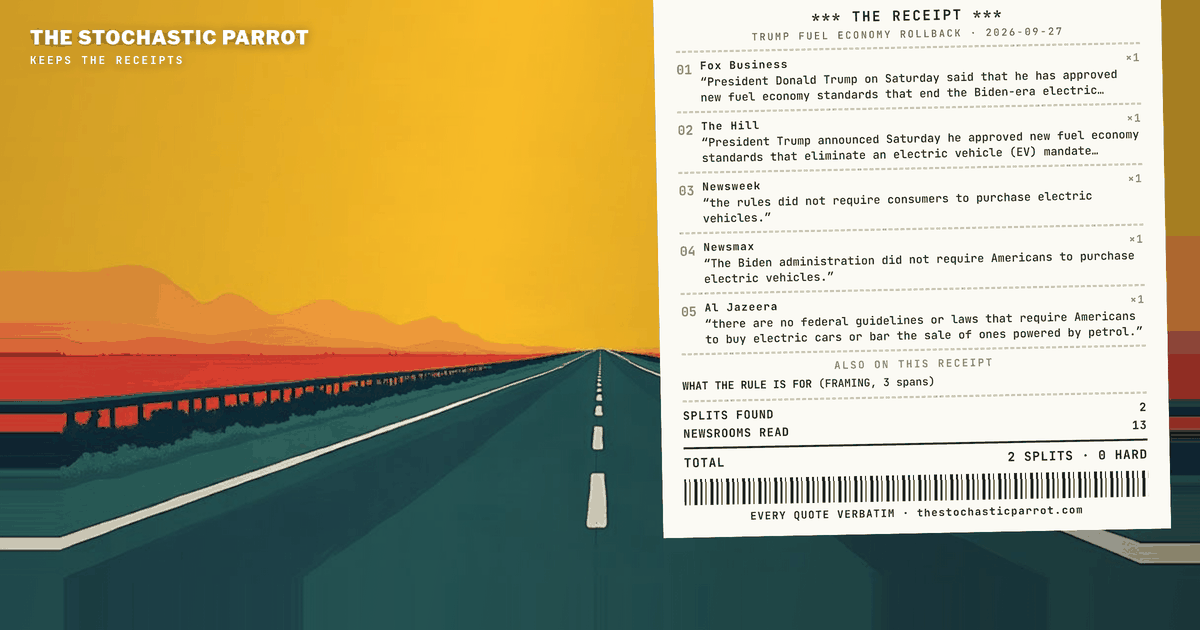 One Post, Twelve Mastheads: the Fuel Economy Rollback Was Covered as a Termination or as an Arithmetic Problem